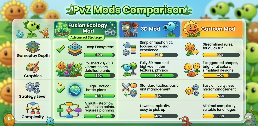PvZ Fusion Mod Comparison